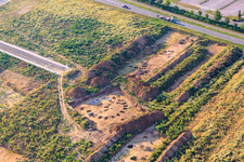 Oblique view of Archaeological excavation at the new W II industrial park in Herxheim bei Landau in the state Rhineland-Palatinate, Germany