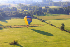 Oblique view of Landing of a hot air balloon D-OTKA in Erlenbach bei Kandel in the state Rhineland-Palatinate, Germany