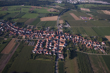 Aerial view of From the north in Erlenbach bei Kandel in the state Rhineland-Palatinate, Germany