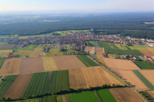 Aerial view of Overview of towns from the north in Hatzenbühl in the state Rhineland-Palatinate, Germany