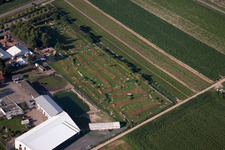 Aerial photograpy of Tent of open-air restaurant Adamshof and foot golf   area Kandel in Kandel in the state Rhineland-Palatinate, Germany