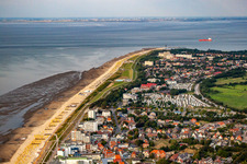 Aerial view of North Sea coast in the district Duhnen in Cuxhaven in the state Lower Saxony, Germany