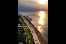Sunset over the North Sea beach landscape in the district Döse in Cuxhaven in the state Lower Saxony, Germany
