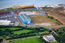 Port facilities on the sea coast of Cuxport GmbH for offshore wind turbines in Cuxhaven in the state Lower Saxony, Germany