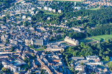 Aerial view of Building complex in the park of the castle Eu in Eu in Normandie, France
