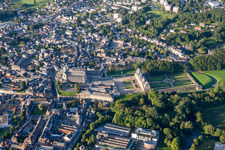 Oblique view of Building complex in the park of the castle Eu in Eu in Normandie, France