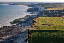 Aerial view of Cliffs in Ault in the state Somme, France