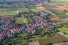 Aerial view of District Niederlustadt in Lustadt in the state Rhineland-Palatinate, Germany