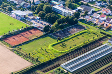 Aerial view of SV Weingarten, tennis club and football pitch in Weingarten in the state Rhineland-Palatinate, Germany