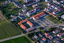 Aerial view of REWE in Mutterstadt in the state Rhineland-Palatinate, Germany