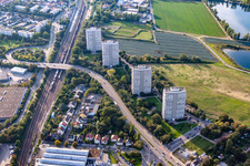 High-rise buildings at the Froschlache in the district Friesenheim in Ludwigshafen am Rhein in the state Rhineland-Palatinate, Germany