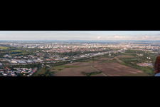 City panorama from the southwest in the district Friesenheim in Ludwigshafen am Rhein in the state Rhineland-Palatinate, Germany