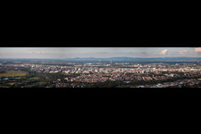 Panoramic perspective of Building and production halls on the premises of the chemical manufacturers BASF in Ludwigshafen am Rhein in the state Rhineland-Palatinate, Germany