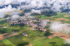 Town View of the streets and houses of the residential areas in the district Hattingen under low clouds in Immendingen in the state Baden-Wurttemberg