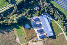 Aerial view of Building of stables of Trab e.V. in the district Wollmatingen in Konstanz in the state Baden-Wurttemberg, Germany