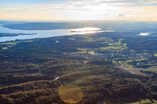 Village view above Lake Gnadensee from the northeast in the district Kaltbrunn in Allensbach in the state Baden-Wuerttemberg, Germany