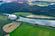 Aerial view of Sauldorf quarry lakes in Sauldorf in the state Baden-Wuerttemberg, Germany