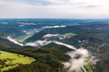 Danube Gorge in Fridingen an der Donau in the state Baden-Wuerttemberg, Germany viewn from the air