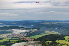 View of the Danube Valley from the east in Fridingen an der Donau in the state Baden-Wuerttemberg, Germany