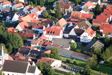 Oblique view of Herrengasse in Minfeld in the state Rhineland-Palatinate, Germany