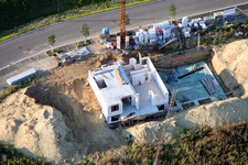 Aerial view of New development area Am Höhenweg in Kandel in the state Rhineland-Palatinate, Germany