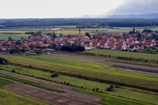 Bird's eye view of From the northeast in Erlenbach bei Kandel in the state Rhineland-Palatinate, Germany