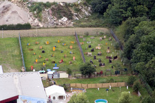 Aerial view of Paintball Arena in the district Minderslachen in Kandel in the state Rhineland-Palatinate, Germany