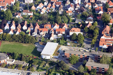 Aerial view of Tullahalle in the district Maximiliansau in Wörth am Rhein in the state Rhineland-Palatinate, Germany