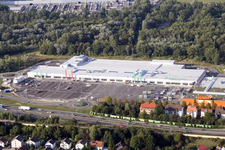 Aerial photograpy of Maximilian Center retail park in the district Maximiliansau in Wörth am Rhein in the state Rhineland-Palatinate, Germany