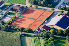 Aerial view of Tennis Club TC Neuburg in Neuburg am Rhein in the state Rhineland-Palatinate, Germany