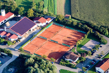 Aerial photograpy of Tennis Club TC Neuburg in Neuburg am Rhein in the state Rhineland-Palatinate, Germany