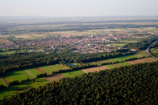 City view from the southwest in Kandel in the state Rhineland-Palatinate, Germany from the plane