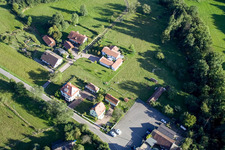 Aerial view of District of Bienwaldmühle, Lauterweg in Scheibenhardt in the state Rhineland-Palatinate, Germany