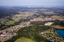 Lauterbourg in the state Bas-Rhin, France from a drone