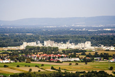 Aerial view of Industry on the Rhine in Beinheim in the state Bas-Rhin, France