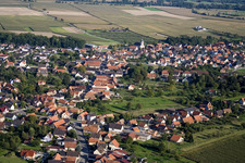 Roeschwoog from the west in Rœschwoog in the state Bas-Rhin, France out of the air