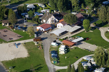 Aerial view of Roeschwoog campsite in Rœschwoog in the state Bas-Rhin, France