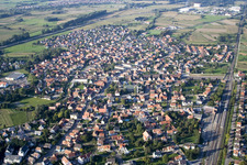 Aerial view of Offendorf in the state Bas-Rhin, France