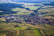 Village from the northwest in the district Rheinbischofsheim in Rheinau in the state Baden-Wuerttemberg, Germany