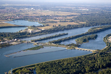 Dam Rheinau - Gambsheim from the southeast in the district Freistett in Rheinau in the state Baden-Wuerttemberg, Germany