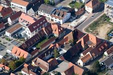 Aerial view of Frankenhofpassage, Bahnhofstr in Kandel in the state Rhineland-Palatinate, Germany