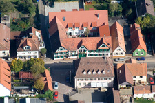 Aerial photograpy of Bahnhofstraße Hotel zum Rössel in Kandel in the state Rhineland-Palatinate, Germany