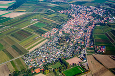 View of the town from the southwest in Insheim in the state Rhineland-Palatinate, Germany