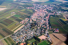 Aerial view of View of the town from the southwest in Insheim in the state Rhineland-Palatinate, Germany