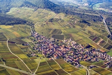 Aerial view of Wine-growing village from the east in Birkweiler in the state Rhineland-Palatinate, Germany