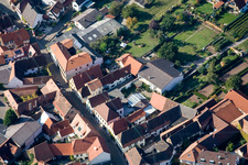 Aerial photograpy of Main Street in Birkweiler in the state Rhineland-Palatinate, Germany
