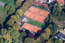 Aerial view of Tennis court Mörzheim in the district Mörzheim in Landau in der Pfalz in the state Rhineland-Palatinate, Germany
