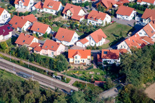 Aerial view of At the railway in Steinweiler in the state Rhineland-Palatinate, Germany