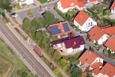 At the railway in Steinweiler in the state Rhineland-Palatinate, Germany from above