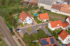 At the railway in Steinweiler in the state Rhineland-Palatinate, Germany out of the air